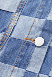 LC788573-P4-S, LC788573-P4-M, LC788573-P4-L, LC788573-P4-XL, LC788573-P4-2XL, Light Blue Checkered Patchwork Button up Denim Jacket