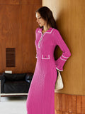 LC273732-6-S, LC273732-6-M, LC273732-6-L, LC273732-6-XL, Rose Red sweater dress