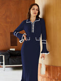 LC273732-305-S, LC273732-305-M, LC273732-305-L, LC273732-305-XL, Navy sweater dress