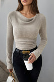 LC25133139-P18-S, LC25133139-P18-M, LC25133139-P18-L, LC25133139-P18-XL, Apricot Long Sleeve Top