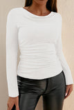 LC25133139-P1-S, LC25133139-P1-M, LC25133139-P1-L, LC25133139-P1-XL, White Long Sleeve Top