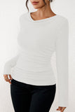 LC25133139-P1-S, LC25133139-P1-M, LC25133139-P1-L, LC25133139-P1-XL, White Long Sleeve Top