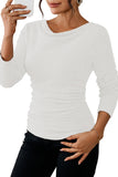 LC25133139-P1-S, LC25133139-P1-M, LC25133139-P1-L, LC25133139-P1-XL, White Long Sleeve Top