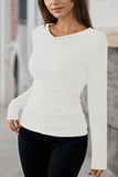 LC25133139-P1-S, LC25133139-P1-M, LC25133139-P1-L, LC25133139-P1-XL, White Long Sleeve Top