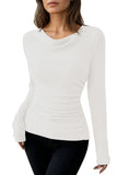 LC25133139-P1-S, LC25133139-P1-M, LC25133139-P1-L, LC25133139-P1-XL, White Long Sleeve Top