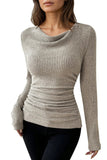 LC25133139-P18-S, LC25133139-P18-M, LC25133139-P18-L, LC25133139-P18-XL, Apricot Long Sleeve Top