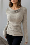 LC25133139-P18-S, LC25133139-P18-M, LC25133139-P18-L, LC25133139-P18-XL, Apricot Long Sleeve Top
