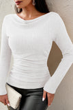 LC25133139-P1-S, LC25133139-P1-M, LC25133139-P1-L, LC25133139-P1-XL, White Long Sleeve Top