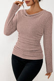 LC25133139-P1010-S, LC25133139-P1010-M, LC25133139-P1010-L, LC25133139-P1010-XL, Light Pink Long Sleeve Top