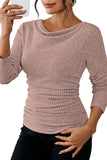 LC25133139-P1010-S, LC25133139-P1010-M, LC25133139-P1010-L, LC25133139-P1010-XL, Light Pink Long Sleeve Top
