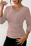 LC25133139-P1010-S, LC25133139-P1010-M, LC25133139-P1010-L, LC25133139-P1010-XL, Light Pink Long Sleeve Top