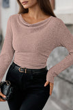 LC25133139-P1010-S, LC25133139-P1010-M, LC25133139-P1010-L, LC25133139-P1010-XL, Light Pink Long Sleeve Top