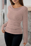LC25133139-P1010-S, LC25133139-P1010-M, LC25133139-P1010-L, LC25133139-P1010-XL, Light Pink Long Sleeve Top