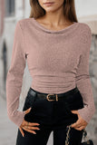 LC25133139-P1010-S, LC25133139-P1010-M, LC25133139-P1010-L, LC25133139-P1010-XL, Light Pink Long Sleeve Top