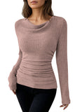 LC25133139-P1010-S, LC25133139-P1010-M, LC25133139-P1010-L, LC25133139-P1010-XL, Light Pink Long Sleeve Top