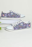 Women's Casual Floral Print Purple Canvas Shoes