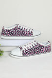 Women's Pink Leopard Print Lace Up Canvas Shoes