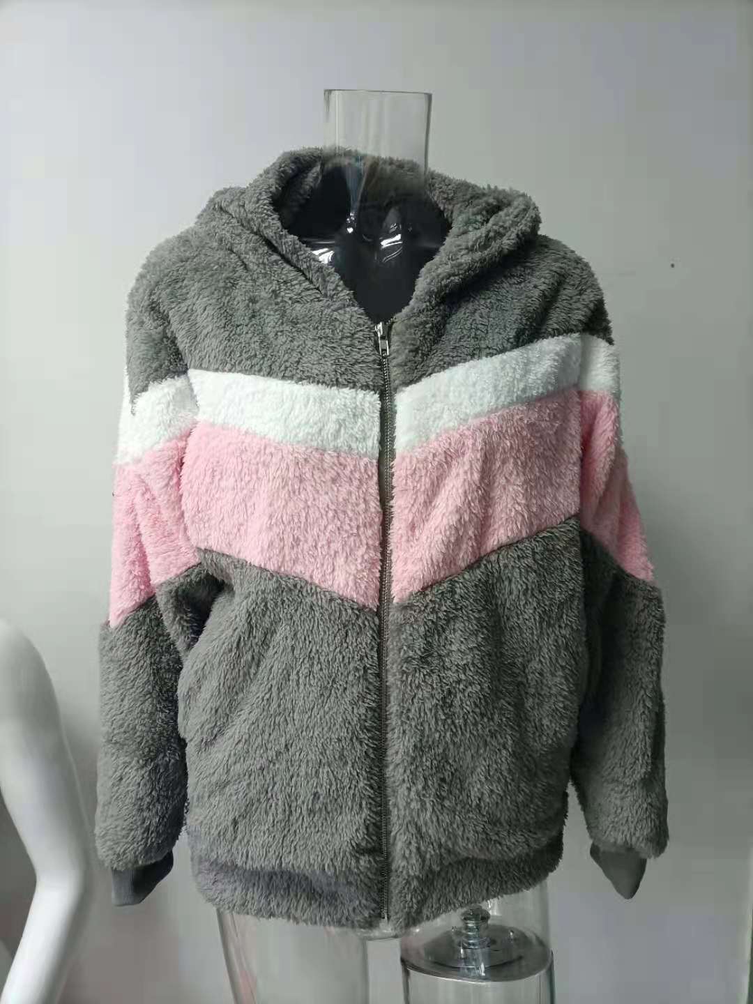 Women's Color Block Hooded Polar Fleece Jacket