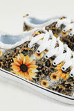 Women's Sunflower Print Slip On Canvas Shoes