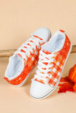 Women's Orange Plaid Print Ombre Slip On Sneakers