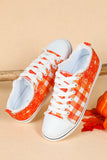 Women's Orange Plaid Print Ombre Slip On Sneakers