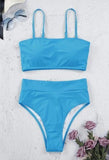 Pink Queen Women's High Waist Bikini Set Removable Strap Bandeau Two Piece Swimsuit Bathing Suit