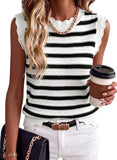 Pink Queen Women Striped Knit Sweater Vest Sleeveless Casual Top Fall 2026