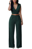 Pink Queen Jumpsuits for Women Dressy V Neck Sleeveless Wide Leg Long Pant Rompers Business Casual Outfits