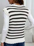 Pink Queen Women Striped Knit Sweater Vest Sleeveless Casual Top Fall 2026