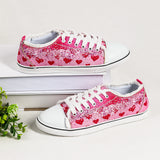 Women's Canvas Shoes Valentine Heart Print Sneaker Casual Shoes