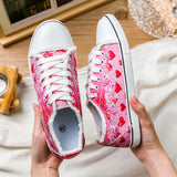 Women's Canvas Shoes Valentine Heart Print Sneaker Casual Shoes