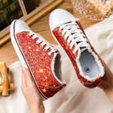 Women’s Canvas Low Top Sneaker Lace-up Colorblock Shoes