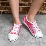 Chaussures en toile pour femmes Valentine Heart Print Sneaker Casual Shoes