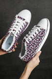 Women's Pink Leopard Print Lace Up Canvas Shoes