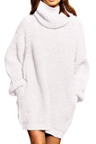 Pink Queen Women's Loose Turtleneck Oversize Long Pullover Sweater Dress