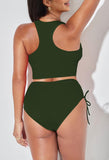 Pink Queen Women Racerback Ruched Crop Top High Waisted Bikini Sets 2 Piece Swimsuit Bathing Suit 2026