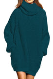 Pink Queen Women's Loose Turtleneck Oversize Long Pullover Sweater Dress