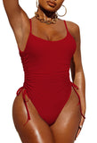 Pink Queen Womens One Piece Swimsuit Ruched High Cut Tummy Control Bathing Suit