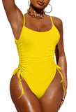 Pink Queen Womens One Piece Swimsuit Ruched High Cut Tummy Control Bathing Suit