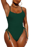 Pink Queen Womens One Piece Swimsuit Ruched High Cut Tummy Control Bathing Suit