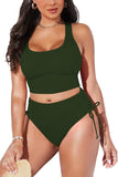 Pink Queen Women Racerback Ruched Crop Top High Waisted Bikini Sets 2 Piece Swimsuit Bathing Suit 2026