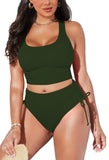 Pink Queen Women Racerback Ruched Crop Top High Waisted Bikini Sets 2 Piece Swimsuit Bathing Suit 2026