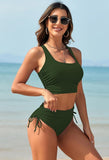 Pink Queen Women Racerback Ruched Crop Top High Waisted Bikini Sets 2 Piece Swimsuit Bathing Suit 2026