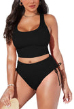 Pink Queen Women Racerback Ruched Crop Top High Waisted Bikini Sets 2 Piece Swimsuit Bathing Suit 2026