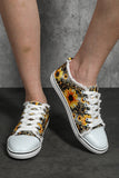 Women's Sunflower Print Slip On Canvas Shoes
