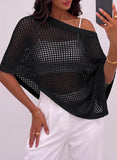 Pink Queen Women's Knit Poncho Shawl Tops Crochet Bathing Suit Cover Ups