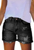 Pink Queen Women's High Waisted Denim Shorts Casual Ripped Summer Hot Short Jeans Frayed Distressed Jeans Shorts with Pockets