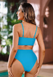 Pink Queen Women's High Waist Bikini Set Removable Strap Bandeau Two Piece Swimsuit Bathing Suit