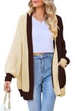 Pink Queen 2025 Fall Long Cardigans for Women Batwing Sleeve Open Front Ribbed Knit Oversized Cardigan Sweaters with Pockets