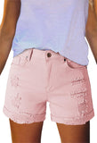 Pink Queen Women's High Waisted Denim Shorts Casual Ripped Summer Hot Short Jeans Frayed Distressed Jeans Shorts with Pockets
